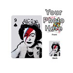 Banksy graffiti UK England God Save the Queen Elisabeth with David Bowie rockband face makeup Ziggy Stardust Playing Cards 54 Designs (Mini) Front - Spade9