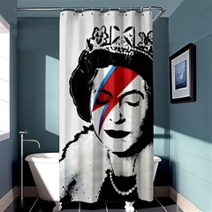 Banksy Graffiti Uk England God Save The Queen Elisabeth With David Bowie Rockband Face Makeup Ziggy Stardust Shower Curtain 36  X 72  (stall)  by snek