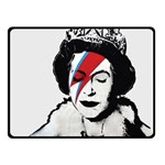 Banksy graffiti UK England God Save the Queen Elisabeth with David Bowie rockband face makeup Ziggy Stardust Double Sided Fleece Blanket (Small)  45 x34  Blanket Front