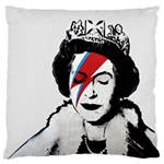 Banksy graffiti UK England God Save the Queen Elisabeth with David Bowie rockband face makeup Ziggy Stardust Standard Flano Cushion Case (Two Sides) Front