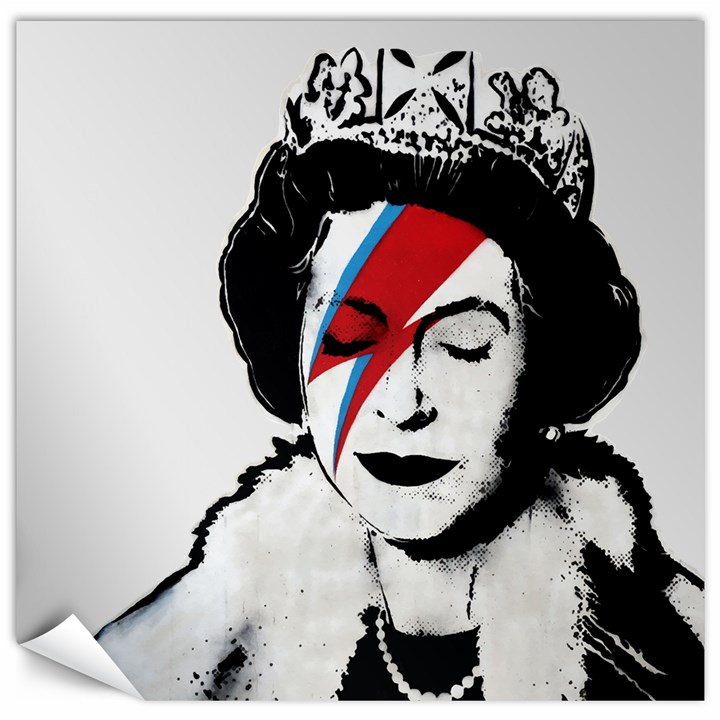 Banksy graffiti UK England God Save the Queen Elisabeth with David Bowie rockband face makeup Ziggy Stardust Canvas 20  x 20 