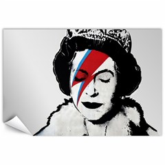 Banksy Graffiti Uk England God Save The Queen Elisabeth With David Bowie Rockband Face Makeup Ziggy Stardust Canvas 24  X 36  by snek