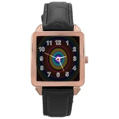 Artskop Kaleidoscope Pattern Rose Gold Leather Watch  by Sapixe