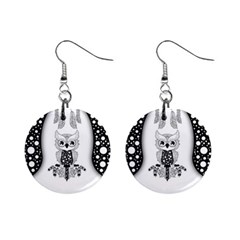 Cute Little Mandala Owl Mini Button Earrings