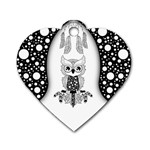 Cute Little Mandala Owl Dog Tag Heart (Two Sides) Back