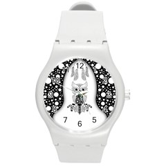 Cute Little Mandala Owl Round Plastic Sport Watch (M)