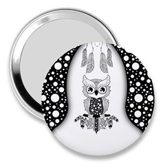 Cute Little Mandala Owl 3  Handbag Mirrors