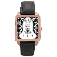 Cute Little Mandala Owl Rose Gold Leather Watch  by FantasyWorld7