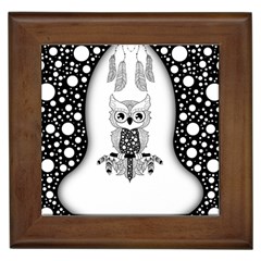 Cute Little Mandala Owl Framed Tile by FantasyWorld7