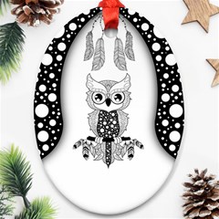 Cute Little Mandala Owl Ornament (Oval)