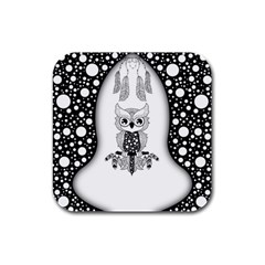 Cute Little Mandala Owl Rubber Square Coaster (4 Pack)  by FantasyWorld7