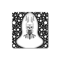 Cute Little Mandala Owl Square Magnet by FantasyWorld7