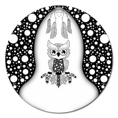 Cute Little Mandala Owl Magnet 5  (round) by FantasyWorld7