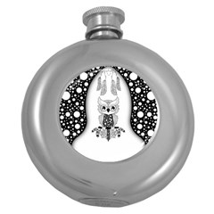 Cute Little Mandala Owl Round Hip Flask (5 Oz) by FantasyWorld7