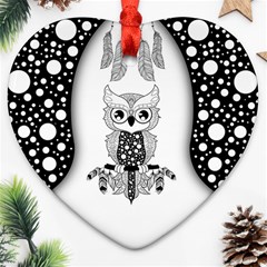 Cute Little Mandala Owl Heart Ornament (Two Sides)