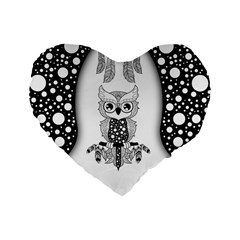 Cute Little Mandala Owl Standard 16  Premium Heart Shape Cushions