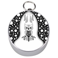 Cute Little Mandala Owl Silver Compasses