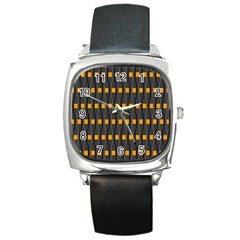 Pattern Illustrations Plaid Square Metal Watch