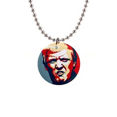 Trump pop art 1  Button Necklace