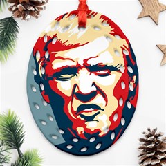 Trump pop art Oval Filigree Ornament (Two Sides)