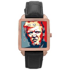 Trump pop art Rose Gold Leather Watch 