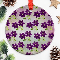 Purple Flower Ornament (round) by HermanTelo