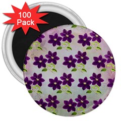 Purple Flower 3  Magnets (100 Pack)