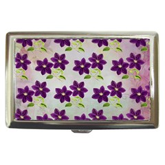 Purple Flower Cigarette Money Case by HermanTelo