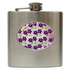 Purple Flower Hip Flask (6 Oz)