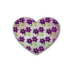 Purple Flower Heart Coaster (4 Pack) 