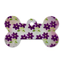 Purple Flower Dog Tag Bone (two Sides)