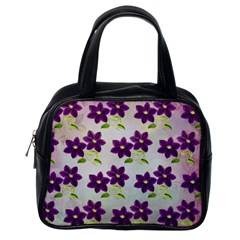 Purple Flower Classic Handbag (one Side)