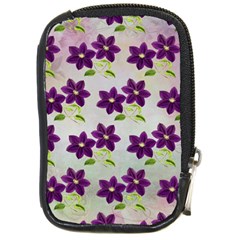 Purple Flower Compact Camera Leather Case