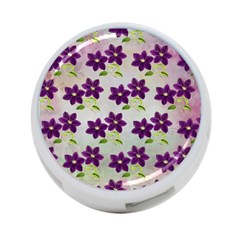 Purple Flower 4-port Usb Hub (one Side) by HermanTelo