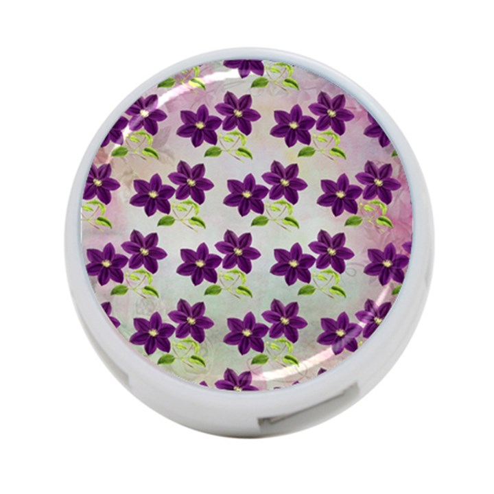 Purple Flower 4-Port USB Hub (One Side)