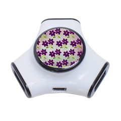 Purple Flower 3-port Usb Hub by HermanTelo