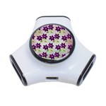 Purple Flower 3-Port USB Hub Front