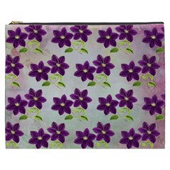 Purple Flower Cosmetic Bag (xxxl) by HermanTelo