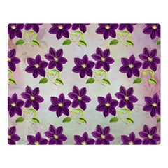 Purple Flower Double Sided Flano Blanket (large)  by HermanTelo