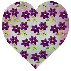 Purple Flower Wooden Puzzle Heart