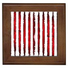 Red grunge stripes Framed Tile