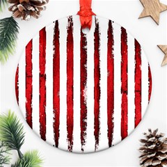 Red grunge stripes Ornament (Round)