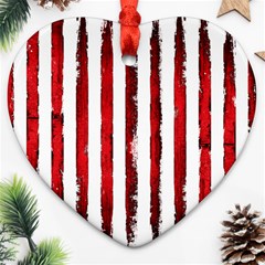 Red grunge stripes Ornament (Heart)