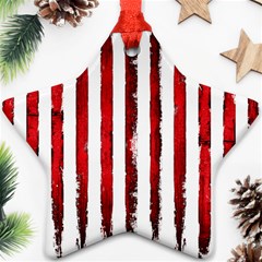 Red grunge stripes Ornament (Star)