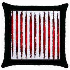 Red grunge stripes Throw Pillow Case (Black)