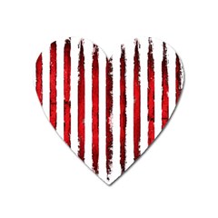 Red grunge stripes Heart Magnet