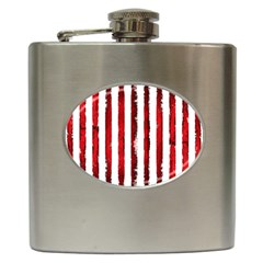 Red grunge stripes Hip Flask (6 oz)