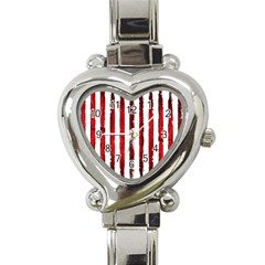 Red grunge stripes Heart Italian Charm Watch