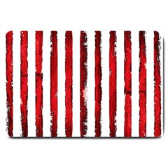 Red grunge stripes Large Doormat 