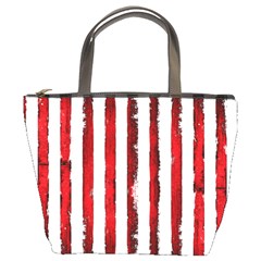 Red grunge stripes Bucket Bag